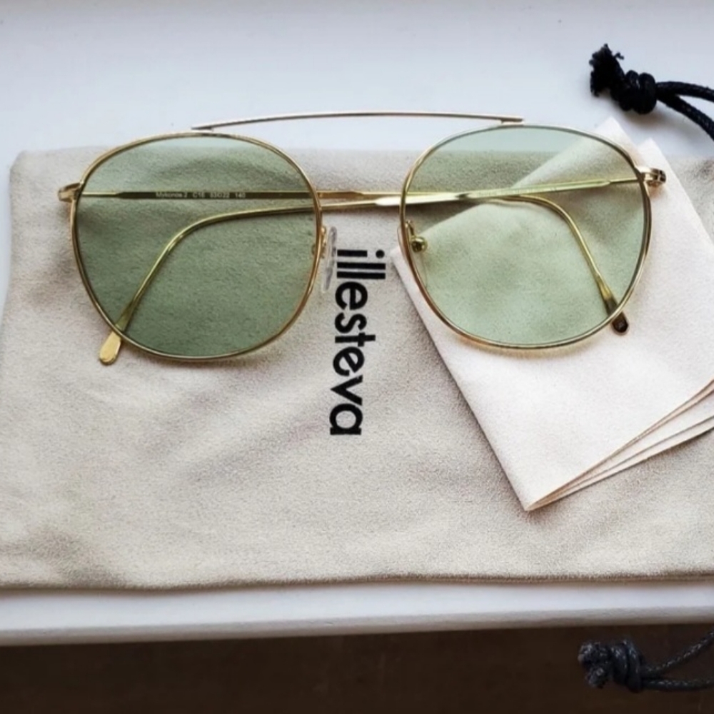 Illesteva Gold and Green Sunglasses